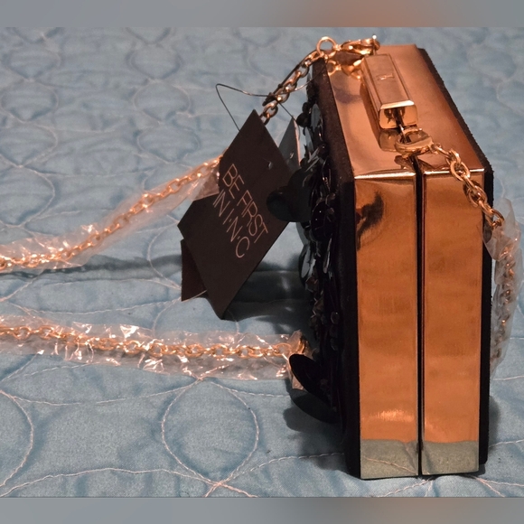 INC Adlee Clutch Black Floral Embellished Crossbody NWT - Picture 6 of 15